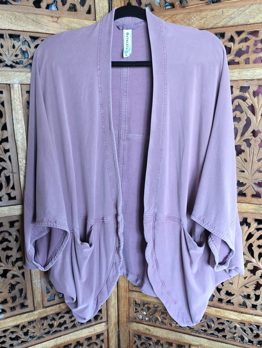 Athleta Dusty Mauve Open Front Draped Cardigan
